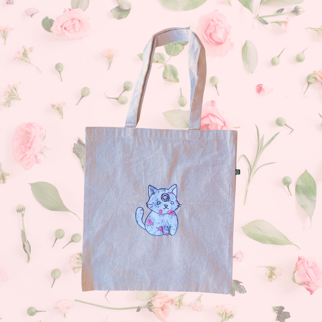 floral pentacat tote